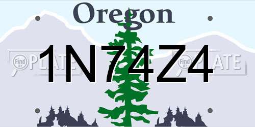 1N74Z4 Oregon License Plate