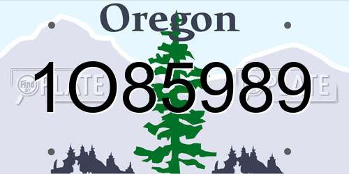 1O85989 Oregon License Plate