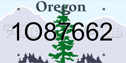1O87662 Oregon License Plate