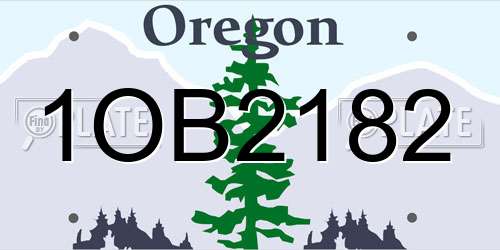 1OB2182 Oregon License Plate