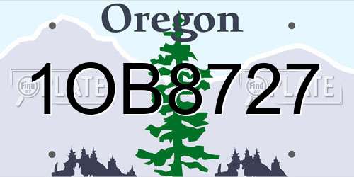 1OB8727 Oregon License Plate