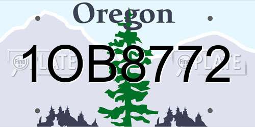 1OB8772 Oregon License Plate