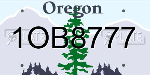 1OB8777 Oregon License Plate