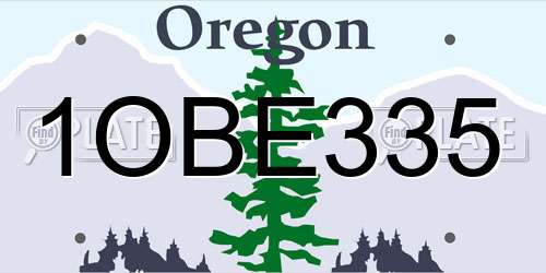 1OBE335 Oregon License Plate