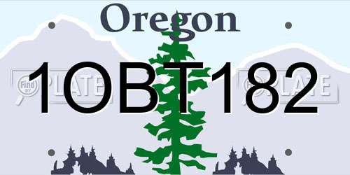 1OBT182 Oregon License Plate
