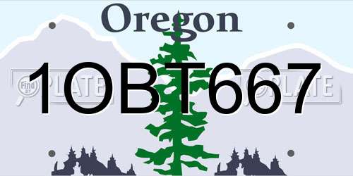 1OBT667 Oregon License Plate