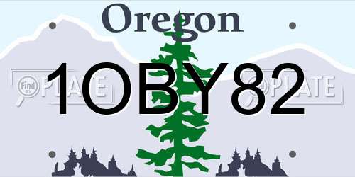 1OBY82 Oregon License Plate