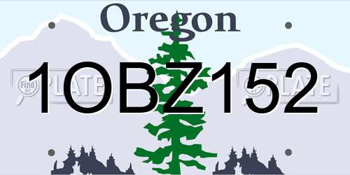 1OBZ152 Oregon License Plate