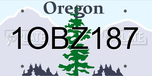1OBZ187 Oregon License Plate