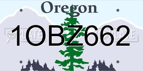1OBZ662 Oregon License Plate
