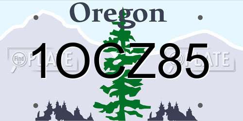 1OCZ85 Oregon License Plate