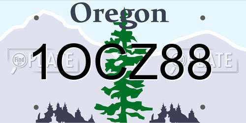 1OCZ88 Oregon License Plate
