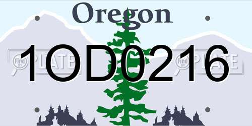 1OD0216 Oregon License Plate