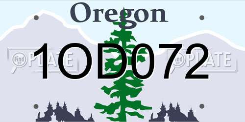 1OD072 Oregon License Plate