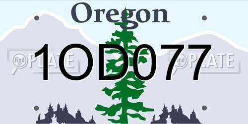 1OD077 Oregon License Plate