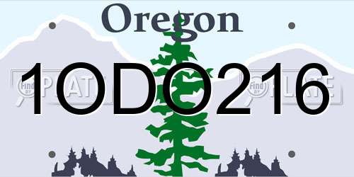 1ODO216 Oregon License Plate