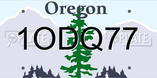 1ODQ77 Oregon License Plate