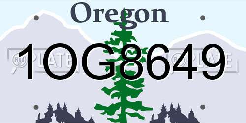 1OG8649 Oregon License Plate