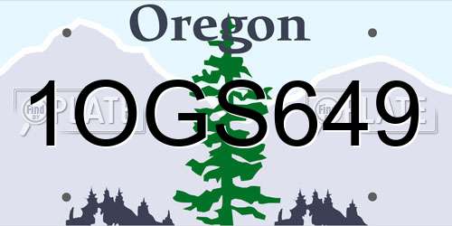 1OGS649 Oregon License Plate