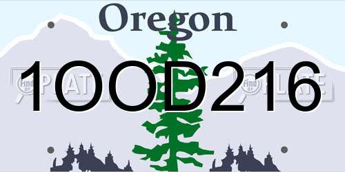 1OOD216 Oregon License Plate