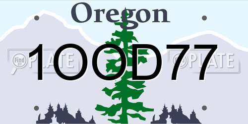 1OOD77 Oregon License Plate