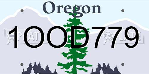 1OOD779 Oregon License Plate