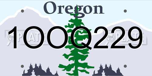1OOQ229 Oregon License Plate