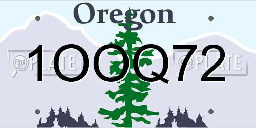 1OOQ72 Oregon License Plate
