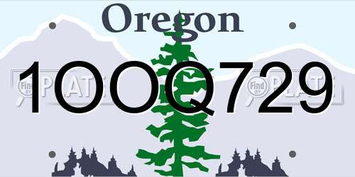 1OOQ729 Oregon License Plate