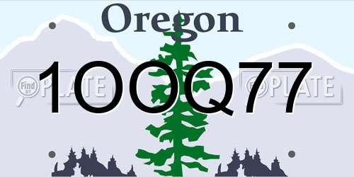 1OOQ77 Oregon License Plate