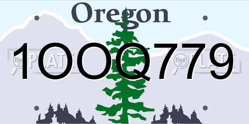 1OOQ779 Oregon License Plate