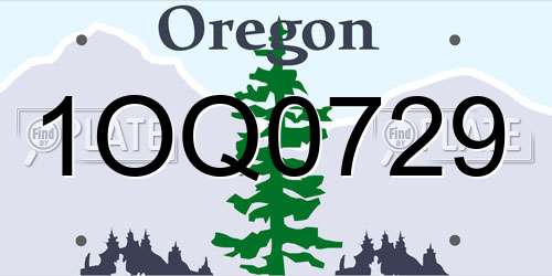 1OQ0729 Oregon License Plate