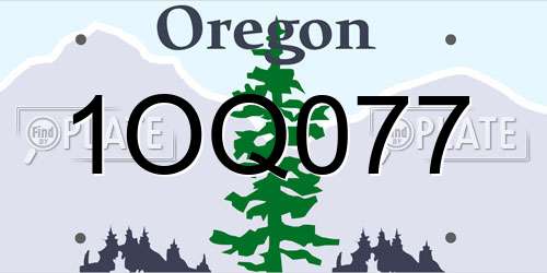 1OQ077 Oregon License Plate