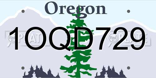 1OQD729 Oregon License Plate