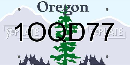 1OQD77 Oregon License Plate