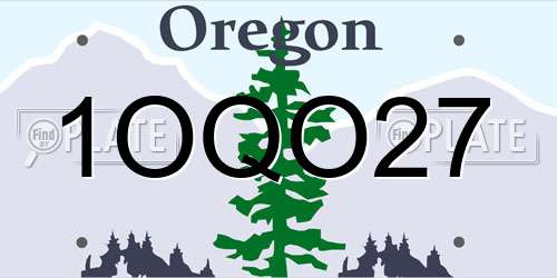 1OQO27 Oregon License Plate