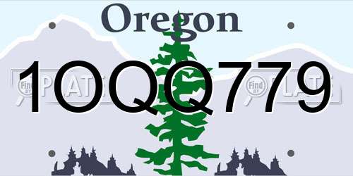 1OQQ779 Oregon License Plate