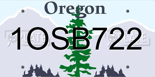1OSB722 Oregon License Plate