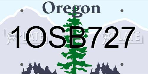 1OSB727 Oregon License Plate