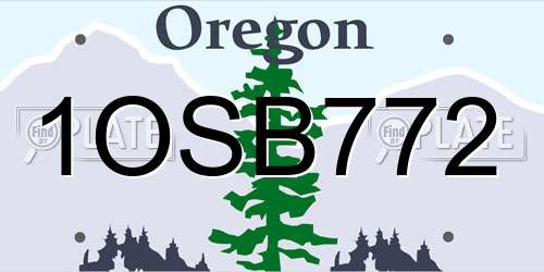 1OSB772 Oregon License Plate