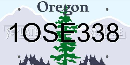 1OSE338 Oregon License Plate