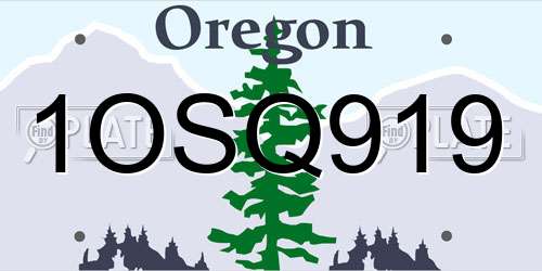 1OSQ919 Oregon License Plate