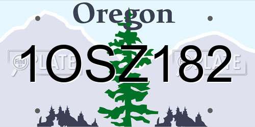 1OSZ182 Oregon License Plate