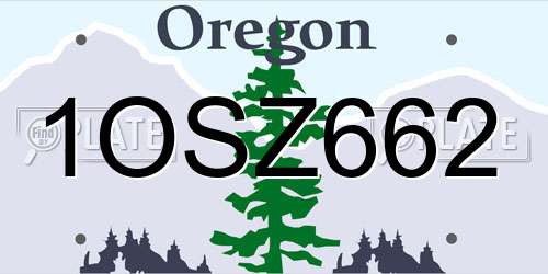 1OSZ662 Oregon License Plate