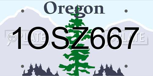1OSZ667 Oregon License Plate