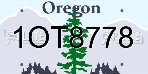1OT8778 Oregon License Plate