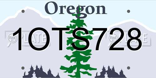 1OTS728 Oregon License Plate