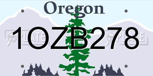 1OZB278 Oregon License Plate