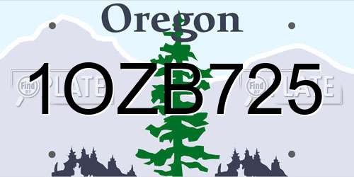 1OZB725 Oregon License Plate