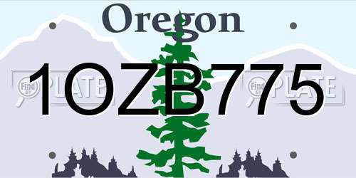 1OZB775 Oregon License Plate